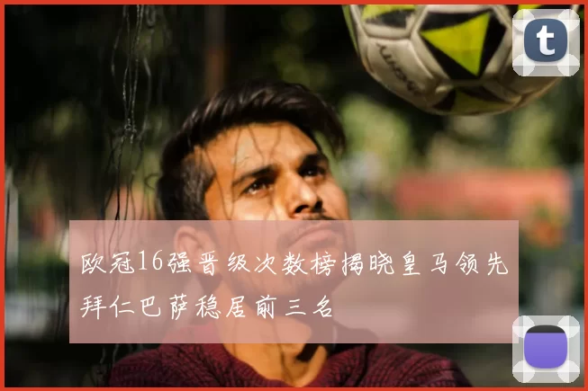 欧冠16强晋级次数榜揭晓皇马领先拜仁巴萨稳居前三名